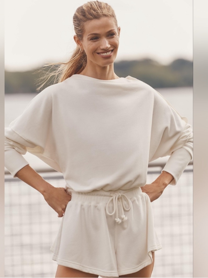 Anthro Daily Practice Cotton Mock-Neck Long-Sleeve Short Romper Jumpsuit Xl